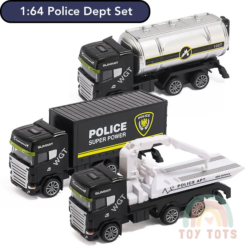 1:64 Alloy Die Cast Police Tow Trucks Set (3 in Set) Transporter