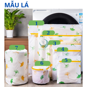 Bộ túi giặt 7 món họa tiết lá Túi giặt bảo vệ quần áo – Mẫu lá xanh vàng Túi giặt đồ lót tất áo – Chống xù vải & bền đẹp