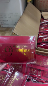 ซองใส่ธนบัตร6ช่องพร้อมซองสีแดงลายเกล็ดหิมะสำหรับใส่กระเป๋าสีแดงวันหยุดเทศกาล