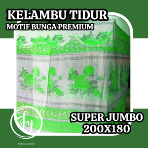 Kelambu Motif Bunga Premium Tebal Jumbo 180x200cm Termurah