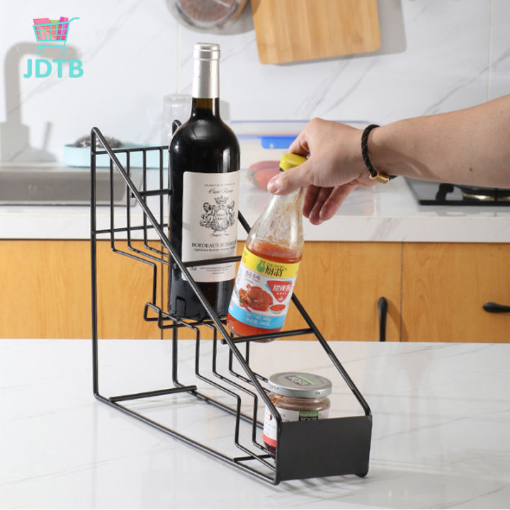 Multifunctional Stainless Steel Wire Compartment Bottle Holder Syrup Rack  Spice Shelf Wine Rack For Home Kitchen Coffee Shop