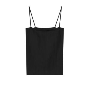 Women Padded Singlet Camisole Top Casual Stretchable Thread Cotton Singlet Solid Colour Basic Top