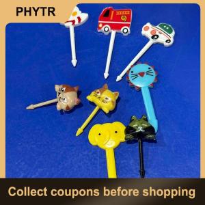 【PHYTR】 Animal Fruit Fork Food Grade Plastic Mini Cartoon Kids Cake Fruit Toothpick Bento Lunch Bento Accessories Party Decoration Gift