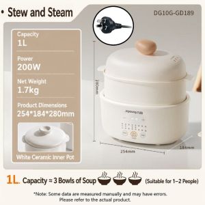 Joyoung 1L Automatic Electric Double Boiler with Ceramic Stew Pot Multi-Function Slow Cooker