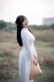 áo dài học sinh Có Lót-  áo dài đi học áo dài đi lễ trắng tinh/gạo-Cổ Vuông hở - ảnh thật. 