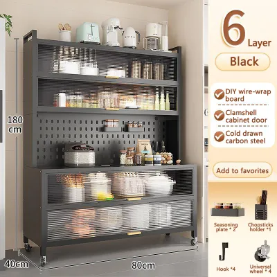 Kitchen sideboard Kitchen cabinet Storage Rack Kitchen Rack with door with wheels large capacity