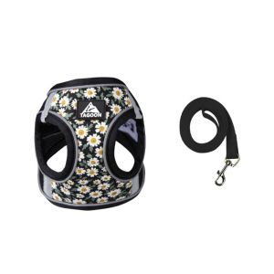 Reflective Pet Harness Anti Escape Floral Cat Chest Strap Dog Walking Supplies Breathable Dog Leash Set Small Dogs
