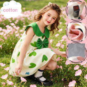 AILEBE 【Local Stock】 Floral Sleeveless Girls Dress Korean Style New Product Cloud Cotton Trend Cute Girls Fashion Style Suitable For Both Home And Outdoor Wear