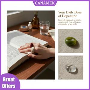 CANAMEK✨ Irregular Resin Rings 1 3Pcs Acrylic Colorful Geometric Design Trendy Personality Jewelry for Women Events Daily Use