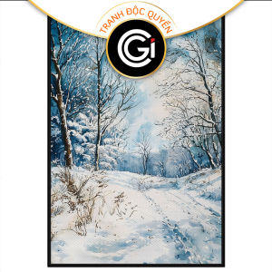 Tranh phong cảnh mùa đông màu nước. Tranh treo tường dán tường canvas trang trí.CGI-1796