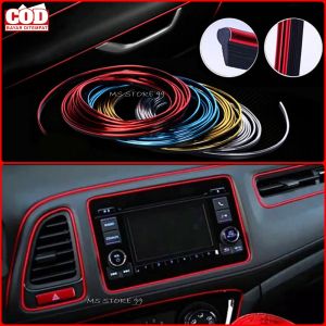 List Dekorasi Interior Mobil Panjang 5 Meter WARNA GOLD Bahan PVC Lis Chrome Termasuk Alat Pasang