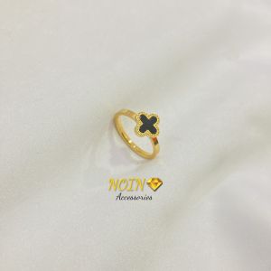 Cincin Titanium Daun Clover Korean Ring Four Leaf