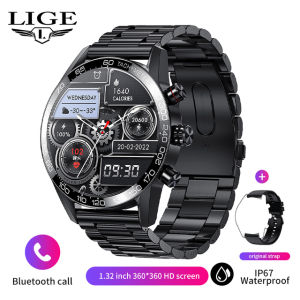 LIGE Đồng Hồ Màn Hình AMOLED HD 360 Chính Hãng Cho Nam Đồng Hồ Thông Minh Gọi Bluetooth Đồng Hồ Thông Minh Thể Thao Thời Trang Doanh Nhân 100 + Mặt Đồng Hồ Chống Nước + Hộp