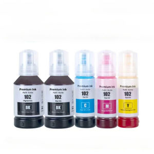 Compatible 102 Refill Ink Bottles Replacement for Epson EcoTank ET-2700 ET-2750 ET-2850 ET-3700 ET-3750 ET-4750 ET-15000 Printers Black 127ML/C-M-Y 70ML BK 7500 Pages 2-Year Shelf Life