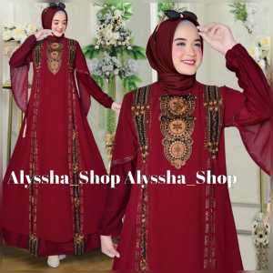 Gamis Abaya Arab Bordir Jersey Mix Ceruty Terbaru Size M L XL XXL