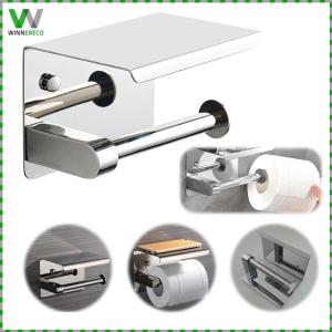 Rustproof Stainless Steel Toilet Paper Holder Wall Mount Punch-Free Bathroom Accessories Durable Silver Color