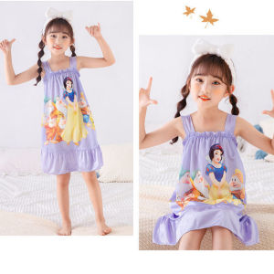 Wander ชุดนอนกระโปรงเด็กหญิง ชุดนอนเด็กหญิง ลายการ์ตูนน่ารัก ชุดนอนเด็กหญิงสายเดี่ยวสไตล์เจ้าหญิง23619