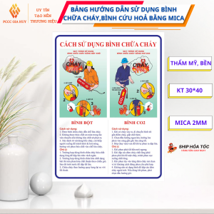 Bảng dán tường bằng Mica hướng dẫn cách sử dụng bình Bột và CO2