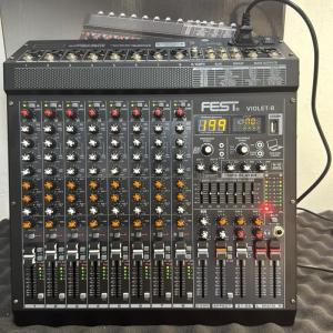 FEST VIOLET-8 Mixer Audio Profesional 8 Channel dengan Bluetooth dan USB Plug Type C - Hitam Berkilau