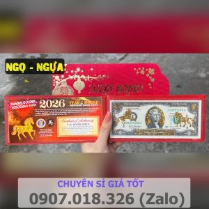 COMBO 10 Tờ Tiền 2 Đô Con Ngựa Mạ Vàng 3D Kèm Bao Lì Xì 2Usd Sưu Tầm Lưu Niệm Lì Xì Tết  (FREESHIP)