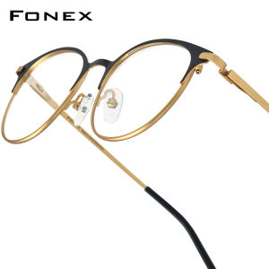 FONEX แว่นตาอัลลอยสำหรับผู้ชายและผู้หญิงแว่นตากลมสไตล์วินเทจน้ำหนักเบาพิเศษกรอบแว่นตาย้อนยุคใหม่สไตล์เกาหลีสวยงามมีสไตล์วัยรุ่นเด็กผู้หญิงแว่นตาไร้น็อต988