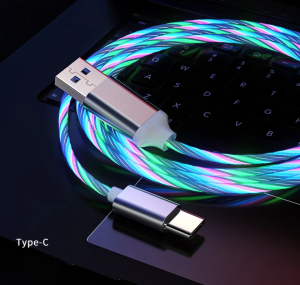 Kabel charger LED micro usb dan type-c / Kabel data glowing / Kabel data LED
