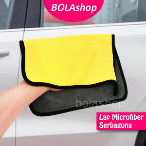 Kain Lap Microfiber Premium 2 Sisi Kuning Hitam Tebal