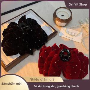 Hàng có sẵn✨ 1 cái kẹp tóc nơ nhung màu đỏ đen cho phụ nữ công chúa đầu lấy móng vuốt tóc Mũ kẹp tóc lớn Phụ kiện tóc của cô gái