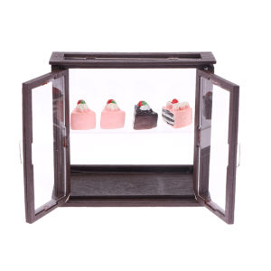 YAFEN 1:12 Dollhouse Miniature Display Cabinet Cake Cabinet Mini Bread Rack Cupboard Storage Shelf Model Kitchen Furniture Decor Toy