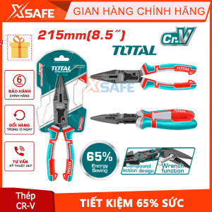 Kềm cắt mũi nhọn mỏ dài trợ lực Total 215mm Tiết kiệm 65% sức lực so với kềm thông thường Chất liệu: Cr-V Bề mặt kềm được lớp phủ teflon THTC520806