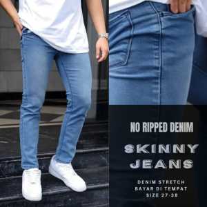 CELANA JEANS PRIA SOBEK LUTUT ABU-ABU TERBARU JEANS PANJANG RIPPED PENSIL COWOK REMAJA DEWASA MELAR