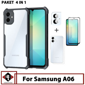 Promo 4in1 Case Samsung A06 Transparan Free Screen Protector Camera dan Garskin Carbon