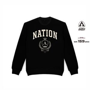 Aerostreet Crewneck Nation Hitam Man BADAA