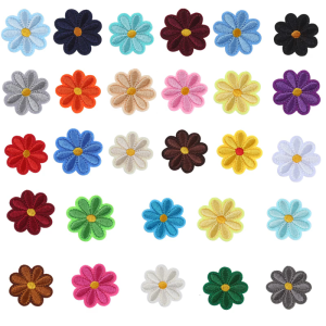 28Pcs Flower Iron on Patches Embroidered Flower Applique Sew on Repair Patches Applique for Kid Clothing Jackets Bag Hat