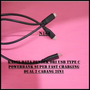 N164  KABEL DATA PENDEK ORI USB TIPE TYPE C DUAL 2 CABANG 2IN1 POWERBANK SUPER FAST CHARGING CABLE C