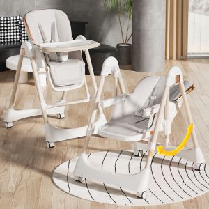 [SG Stock]2-in-1 Baby High Chair - Convertible Rocking & Feeding Chair with Adjustable Recline (Foldable & Space Saving)