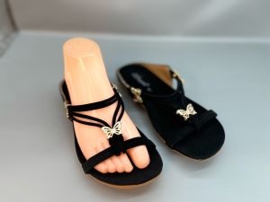 Kasut Kiri Kanan Sandal Suede Block Mid Sandal