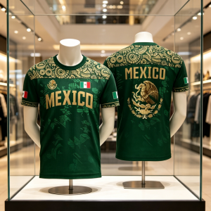 [Local Stock] VCC Mexico National Flag Print T Shirt For Men Funny 3D Eagle Pattern Short Sleeve Tees Outdoor Football Sports Clothing Casual Tops