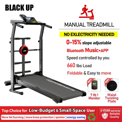 Foldable manual treadmill walking pad with LED counter supports walking Bluetooth music professional fitness equipment