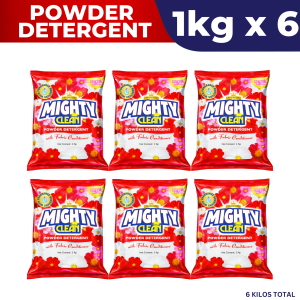6 KILOS Mighty Clean Detergent Powder Premium Petal Bloom - Powder (RED) - SET 6 KILOS (1 KILO X 6 POUCHES)