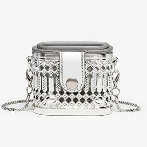 SMVU Glitter Metal Chain Lipstick Wallet Luxury Hollow Out Small Chain Crossbody Bag Purse Earphone Storage Mini Clutch Bag Woman