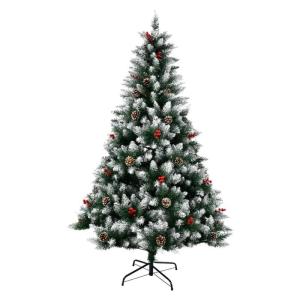 Christmas Tree with Metal Stand Snow Flocked Pine Holiday Decor 4FT/5FT/6FT/7FT