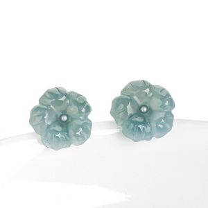 TIMESWIND with Certificate Light Green Natural Jade Peach Blossom S925 Silver Earrings for Women