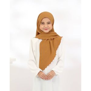 (7Y-12Y) Tudung Bawal LAZZY SAKURA Cey Crepe Ironless (20 Warna) Budak Kids Hijab Plain Lazy Kanak Perempuan Perlu Pin