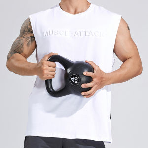 Thể Thao Thường Ngày Áo Ba Lỗ Chạy Thể Dục Chữ In Nổi Vai Rộng Bằng Cotton Cho Nam