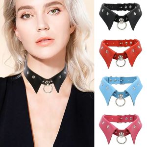 Gothic PU Leather Choker With O-Ring Adjustable Collar Necklace For Women Halloween & Everyday Wear