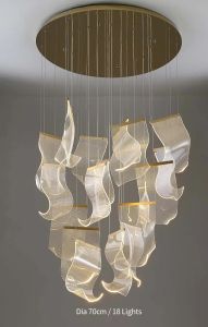 Modern Acrylic LED Chandelier for Staircase Living Room Luxury Creative Design Large Lighting Fixtures Gold Indoor Hanging Lamps