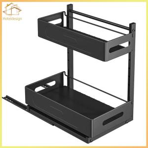 Under Sink Organizer Pull Out Cabinet Organizer 2 Tier Slide Out Easy Installation for Kitchen and Bathroom Organization