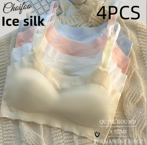 ChoiFoo เสื้อชั้นในไร้รอยต่อ Celana Dalam Bahan Sutra น้ำแข็งของผู้หญิงนุ่มแนะสวมสบายสปอร์ตบราเสริมพัฒนาการของเด็กผู้หญิงบราสไตล์ชุดชั้นในสตรีระบายอากาศได้และบรากันกระแทกนุ่มแนะสวมสบายชุดชั้นในสบายผิว