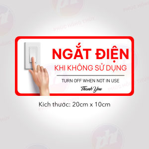Combo set 2 Biển Báo dán cửa kính Nhắc Nhở : NGẮT ĐIỆN KHI KHÔNG SỬ DỤNG chống nước 100% cáng màng kim tuyến đep rõ sắc nét